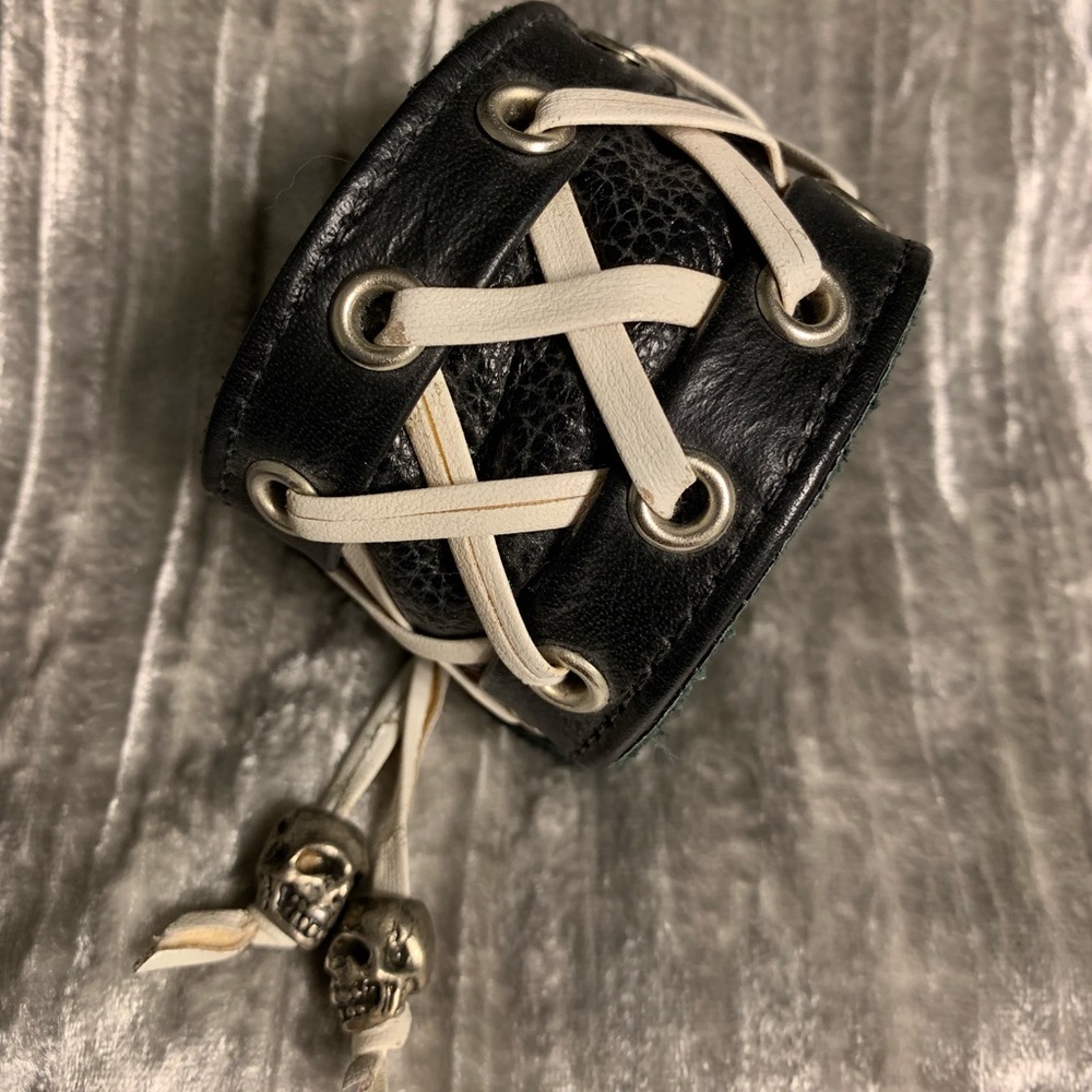 Black leather cuff bracelet